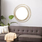 Specchio da parete in metallo con cornice ad anelli sovrapposti oro - Olivia & May: Stile contemporaneo, cornice in ferro, 38.38"