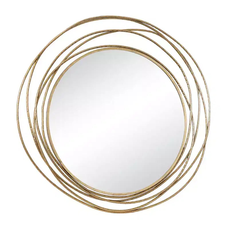 Specchio da parete in metallo con cornice ad anelli sovrapposti oro - Olivia & May: Stile contemporaneo, cornice in ferro, 38.38"