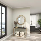 Specchio da parete in metallo con cornice ad anelli sovrapposti oro - Olivia & May: Stile contemporaneo, cornice in ferro, 38.38"