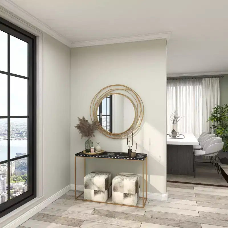 Specchio da parete in metallo con cornice ad anelli sovrapposti oro - Olivia & May: Stile contemporaneo, cornice in ferro, 38.38"