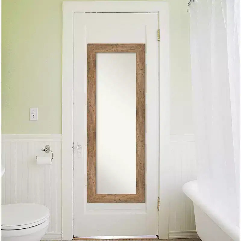 Specchio da porta 20" x 54" in legno marrone con gufo non smussato - Amanti Art