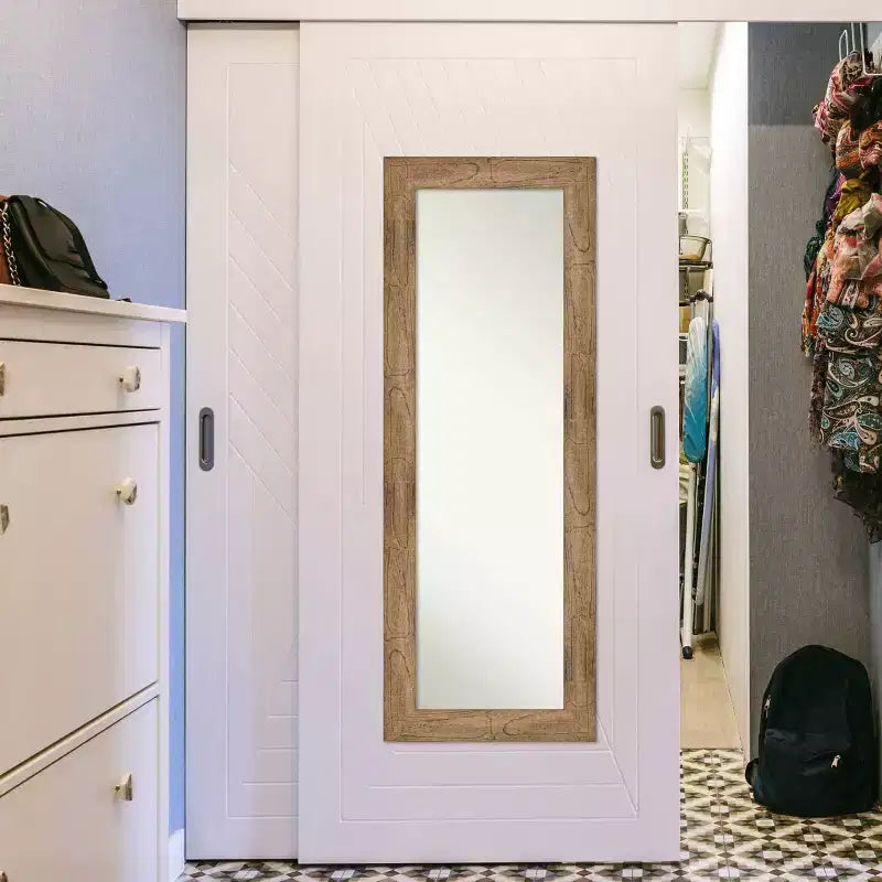 Specchio da porta 20" x 54" in legno marrone con gufo non smussato - Amanti Art