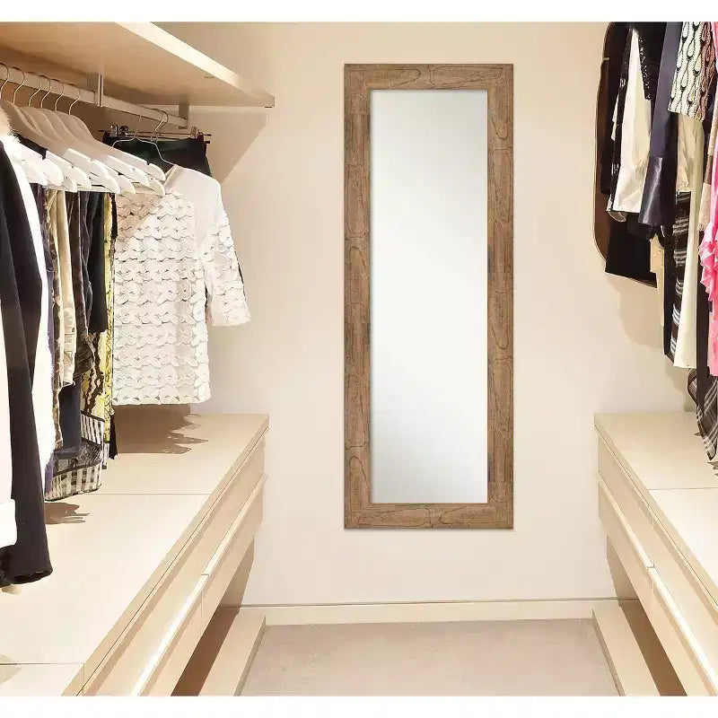 Specchio da porta 20" x 54" in legno marrone con gufo non smussato - Amanti Art