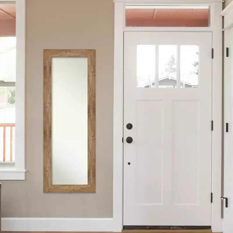 Specchio da porta 20" x 54" in legno marrone con gufo non smussato - Amanti Art