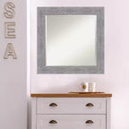Specchio da parete rustico con cornice in corteccia 25" x 25" grigio - Amanti Art: quadrato smussato, decorazioni per l'ingresso, nessun montaggio richiesto