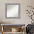 Specchio da parete rustico con cornice in corteccia 25" x 25" grigio - Amanti Art: quadrato smussato, decorazioni per l'ingresso, nessun montaggio richiesto