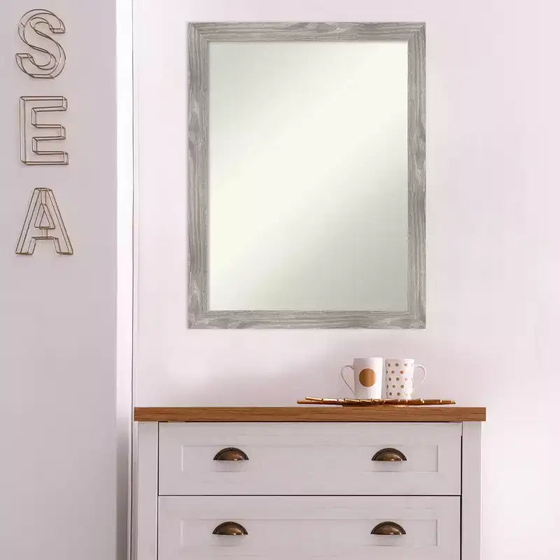 Specchio da bagno da parete quadrato Dove da 21" x 27" senza smussatura grigio lavato - Amanti Art
