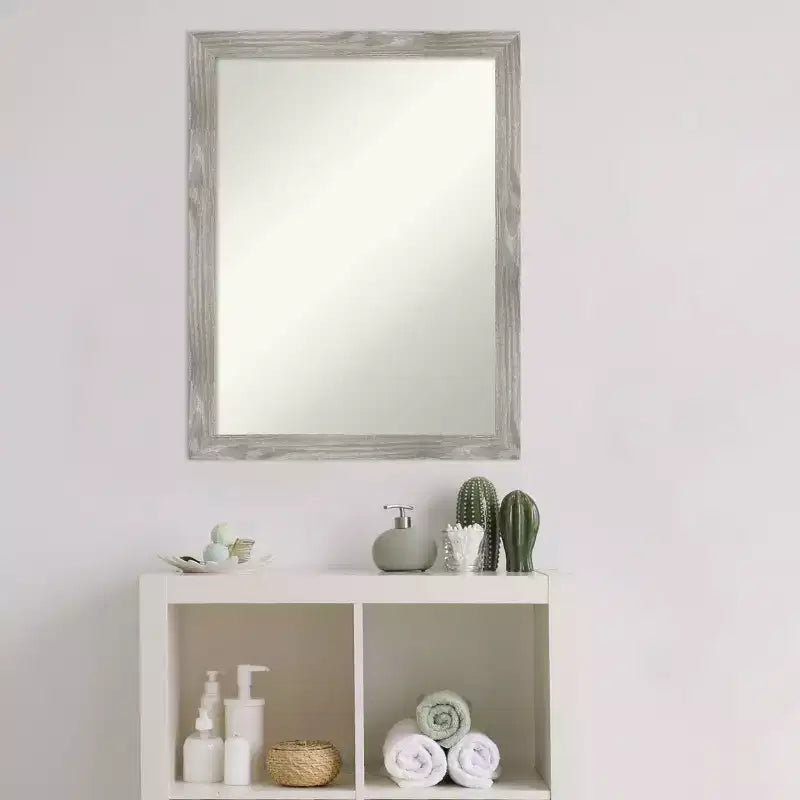 Specchio da bagno da parete quadrato Dove da 21" x 27" senza smussatura grigio lavato - Amanti Art