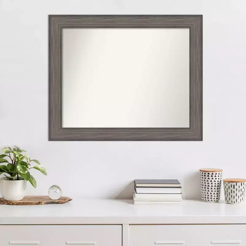 Specchio da parete in legno di fienile Country non smussato 33" x 27" - Amanti Art
