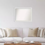 Specchio da parete stretto Flair non smussato 32" x 26" bianco tenue - Amanti Art: Rettangolare moderno, cornice in polistirene, hardware di montaggio incluso