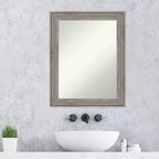 Specchio da parete per bagno in legno Regis Barnwood grigio 23" x 29" senza smussatura - Amanti Art