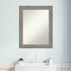 Specchio da parete per bagno in legno Regis Barnwood grigio 23" x 29" senza smussatura - Amanti Art