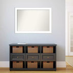 Specchio da parete bianco con cornice a cuneo non smussata 101,6 cm x 71,1 cm - Amanti Art