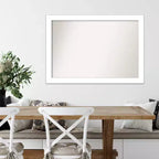 Specchio da parete bianco con cornice a cuneo non smussata 101,6 cm x 71,1 cm - Amanti Art