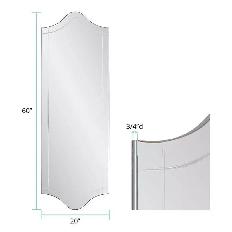Howard Elliott Specchio da parete a figura intera 60"x20" senza cornice Collezione Whitby: Rettangolare moderno, nessun assemblaggio richiesto, montato su MDF