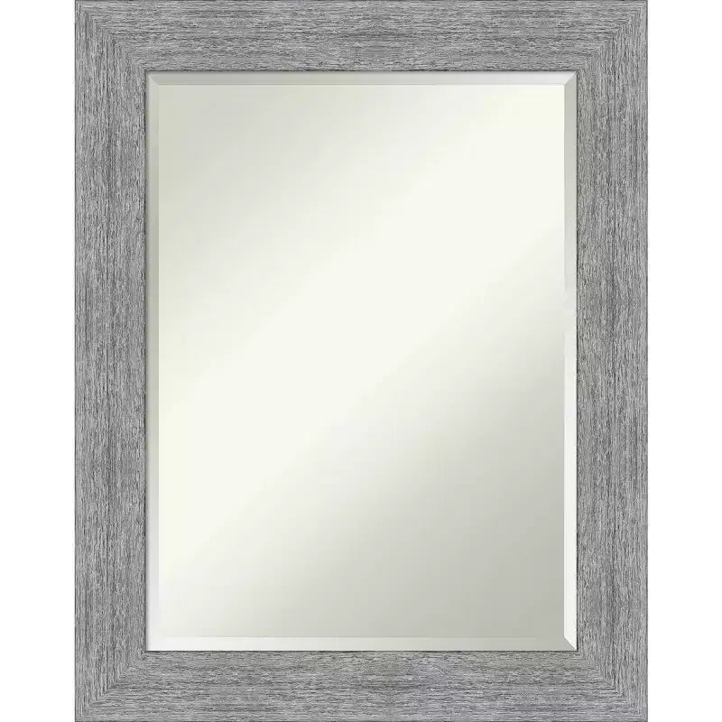 Amanti Art 23" x 29" Bark Rustic Framed Wall Mirror Gray : Beveled Glass, Polystyrene Frame, No Assembly Required