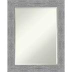 Amanti Art 23" x 29" Bark Rustic Framed Wall Mirror Gray : Beveled Glass, Polystyrene Frame, No Assembly Required