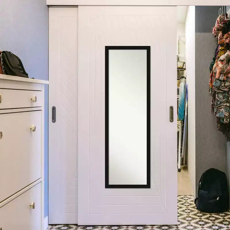 Specchio da porta intero con cornice stretta Avon 40,6 x 127 cm nero - Amanti Art