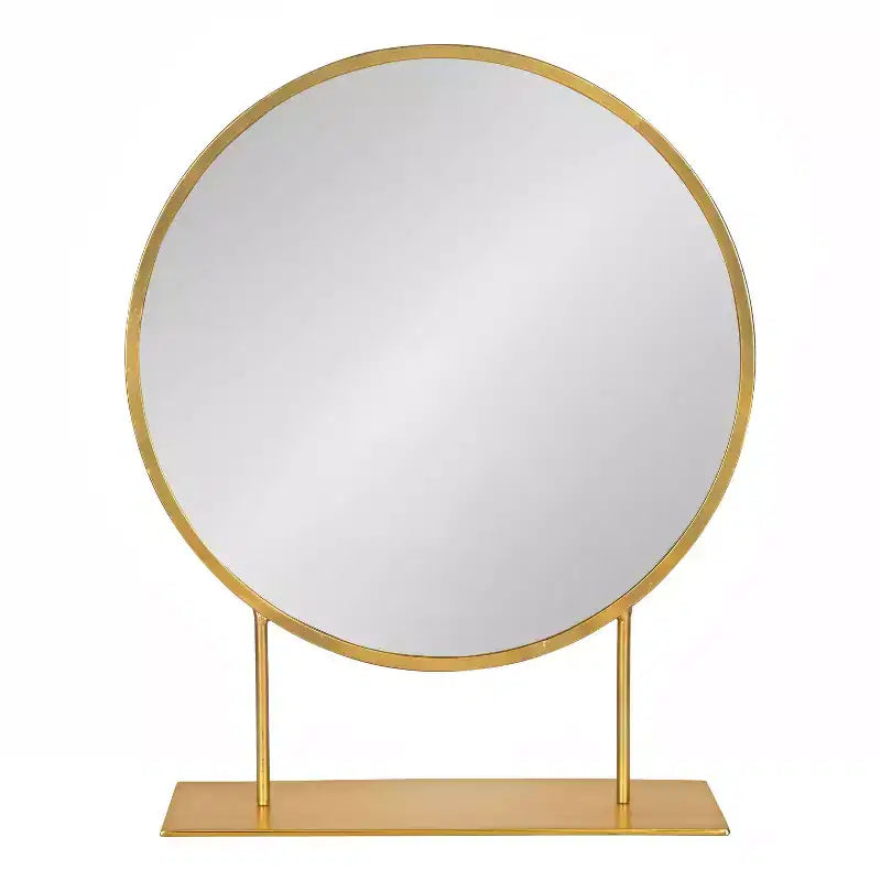 Specchio da parete rotondo Rouen 18" x 22" oro - Kate & Laurel All Things Decor: Autoportante, cornice in metallo, arredamento moderno