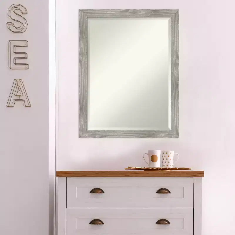 Specchio da Parete Incorniciato Dove Square Graywash 20" x 26" - Amanti Art