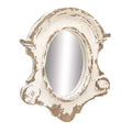 Olivia & May Fiberglass Carved Oval Wall Mirror with Arched Top and Distressing White: Resin Frame, No Assembly Required