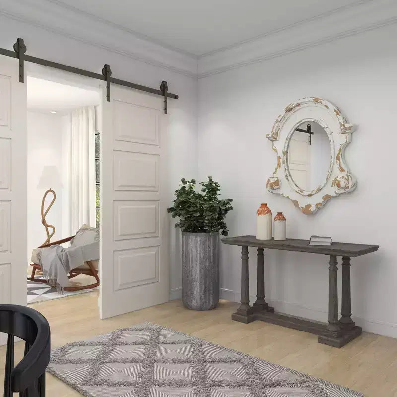 Olivia & May Specchio Ovale da Parete in Fibra di Vetro Scolpita con Parte Superiore Ad Arco e Finitura Bianca Decapata: Cornice in Resina, Nessun Montaggio Richiesto