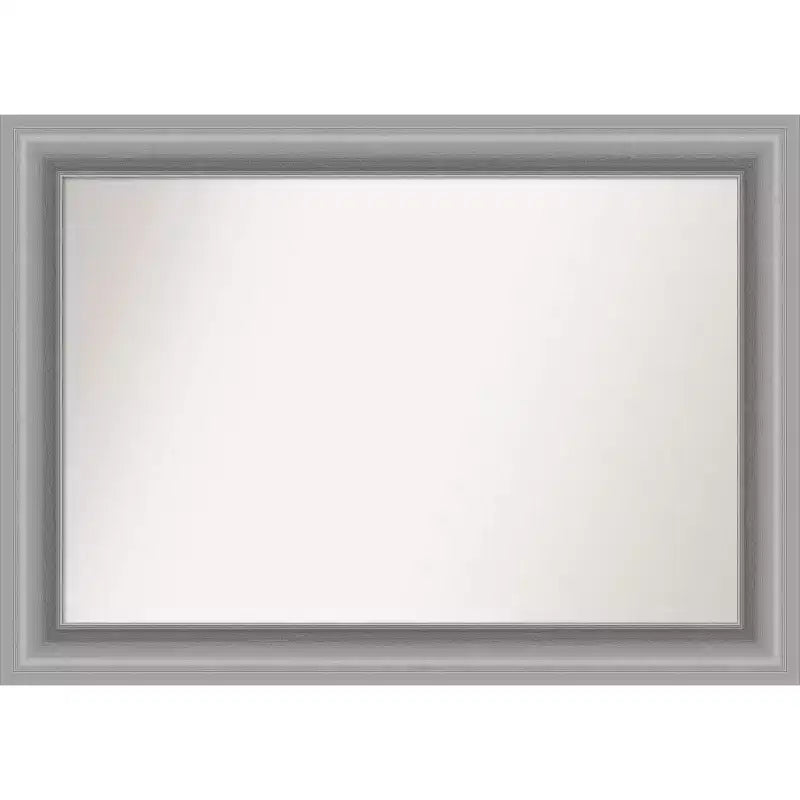 42" x 30" Non-Beveled Peak Polished Nickel Wall Mirror - Amanti Art: Includes Mounting Hardware, Modern Style
