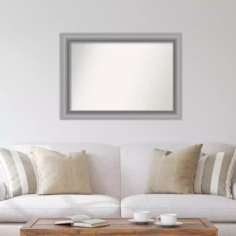 Specchio da parete a picco non smussato in nichel lucido 42" x 30" - Amanti Art: Include accessori di montaggio, stile moderno