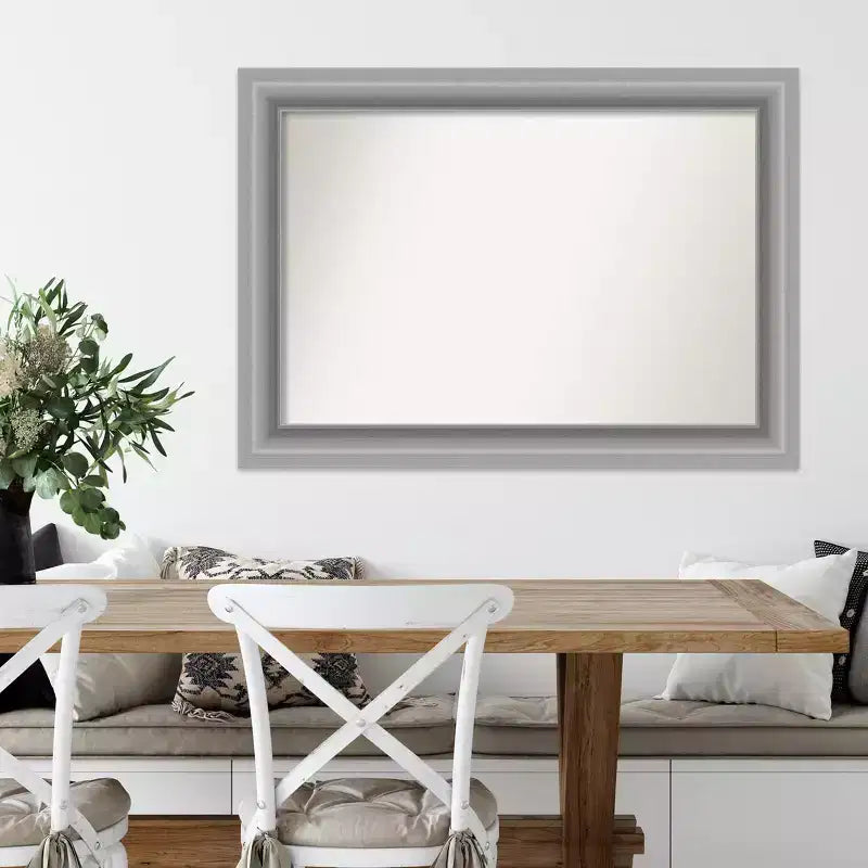 Specchio da parete a picco non smussato in nichel lucido 42" x 30" - Amanti Art: Include accessori di montaggio, stile moderno