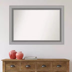Specchio da parete a picco non smussato in nichel lucido 42" x 30" - Amanti Art: Include accessori di montaggio, stile moderno