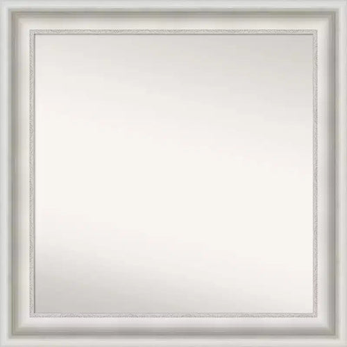 32" x 32" Non-Beveled Parlor White Bathroom Wall Mirror - Amanti Art: Modern Square, Includes Mounting Hardware