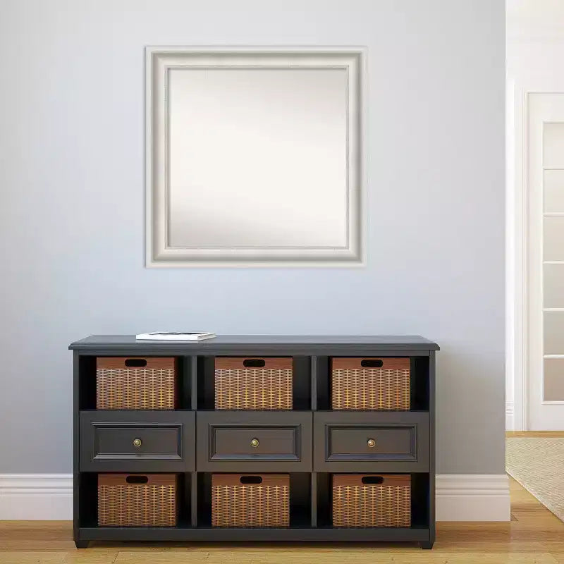 Specchio da parete per bagno Amanti Art con cornice bianca Parlor da 81 x 81 cm, senza bordo smussato: moderno quadrato, include accessori per il montaggio
