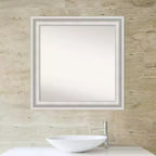 Specchio da parete per bagno Amanti Art con cornice bianca Parlor da 81 x 81 cm, senza bordo smussato: moderno quadrato, include accessori per il montaggio