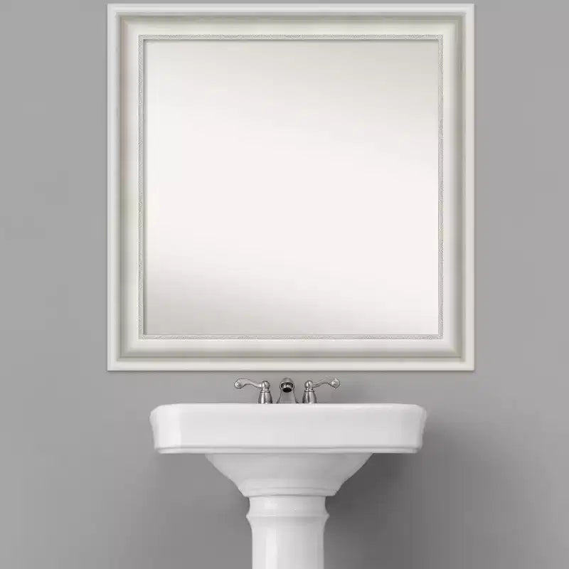 Specchio da parete per bagno Amanti Art con cornice bianca Parlor da 81 x 81 cm, senza bordo smussato: moderno quadrato, include accessori per il montaggio