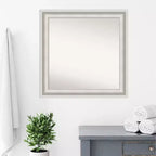 Specchio da parete per bagno Amanti Art con cornice bianca Parlor da 81 x 81 cm, senza bordo smussato: moderno quadrato, include accessori per il montaggio
