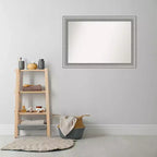 Amanti Art Specchio da parete elegante per bagno da 41"x29" senza smussature in peltro spazzolato: include accessori per il montaggio, cornice in polistirolo