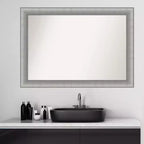 Amanti Art Specchio da parete elegante per bagno da 41"x29" senza smussature in peltro spazzolato: include accessori per il montaggio, cornice in polistirolo