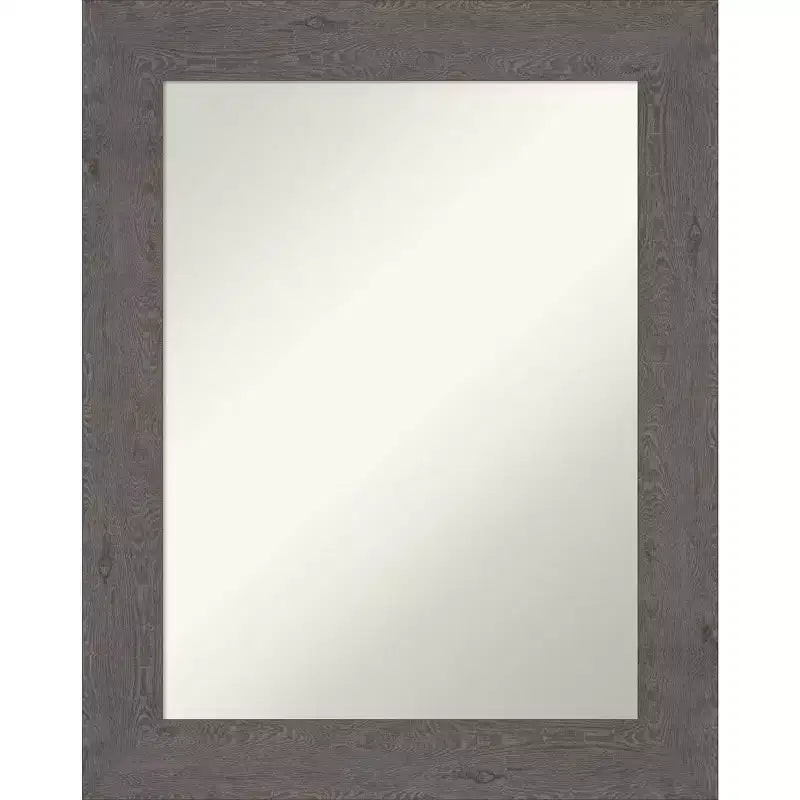 24" x 30" Non-Beveled Rustic Plank Gray Bathroom Wall Mirror - Amanti Art: Rectangle, Polystyrene Frame, Wall Mounted
