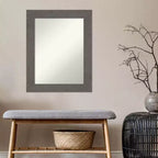 Specchio da parete per bagno Amanti Art con assi rustiche grigie, senza smussatura, 61 x 76 cm: Rettangolare, cornice in polistirene, montaggio a parete