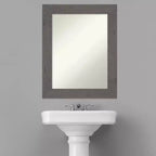 Specchio da parete per bagno Amanti Art con assi rustiche grigie, senza smussatura, 61 x 76 cm: Rettangolare, cornice in polistirene, montaggio a parete