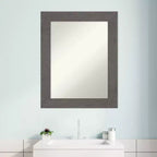 Specchio da parete per bagno Amanti Art con assi rustiche grigie, senza smussatura, 61 x 76 cm: Rettangolare, cornice in polistirene, montaggio a parete