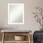 Specchio da parete stretto per bagno, non smussato, 53,3 cm x 68,6 cm, bianco - Amanti Art: Cornice in polistirene, montaggio a parete