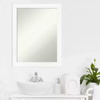 Specchio da parete stretto per bagno, non smussato, 53,3 cm x 68,6 cm, bianco - Amanti Art: Cornice in polistirene, montaggio a parete