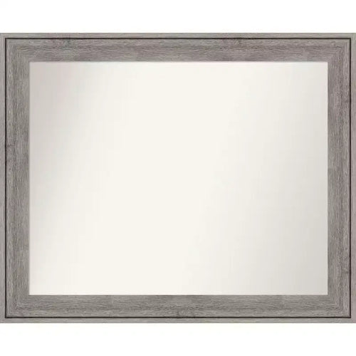 33" x 27" Non-Beveled Regis Barnwood Gray Wood Bathroom Wall Mirror - Amanti Art