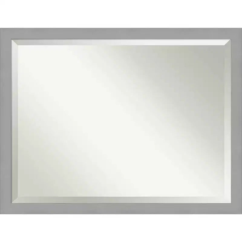 44" x 34" Brushed Nickel Framed Wall Mirror Silver - Amanti Art: Modern Rectangle, No Assembly Required