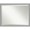 44" x 34" Brushed Nickel Framed Wall Mirror Silver - Amanti Art: Modern Rectangle, No Assembly Required