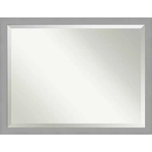 44" x 34" Brushed Nickel Framed Wall Mirror Silver - Amanti Art: Modern Rectangle, No Assembly Required