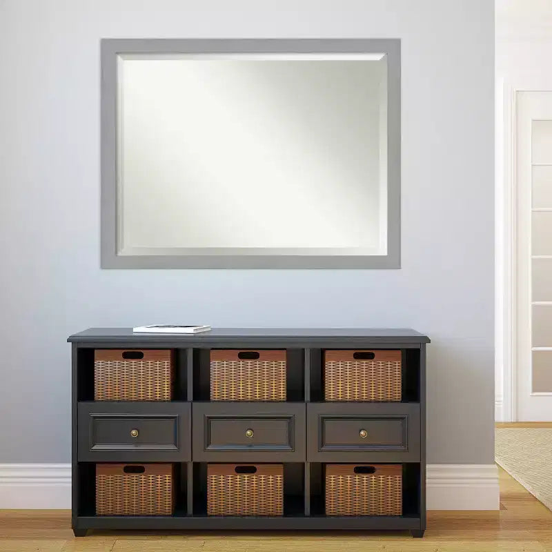 Specchio da parete con cornice in nichel spazzolato 44" x 34" argento - Amanti Art: rettangolare moderno, nessun assemblaggio richiesto