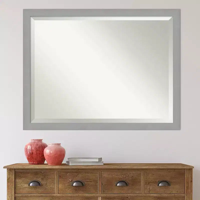 Specchio da parete con cornice in nichel spazzolato 44" x 34" argento - Amanti Art: rettangolare moderno, nessun assemblaggio richiesto