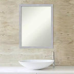 Specchio da Parete per Bagno Stretto Grace 20" x 26" Non Smussato Nichel Spazzolato - Amanti Art: Cornice in Polistirene, Montaggio a Parete